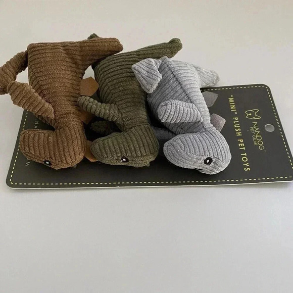 NANDOG PET GEAR Mini Plush Dinosaurs Set of Three Squeaky Stuffed Dog Pet Toy - Picture 3 of 9